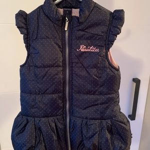 Nautica Girls Winter Puffer Vest - Navy with Frill/ Ruffle Detail NWOT